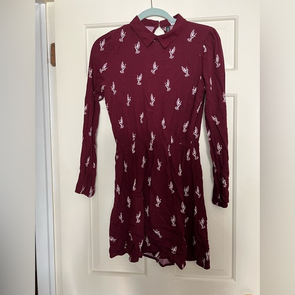 Dark Burgandy Collared Dress. - Picture 2 of 5